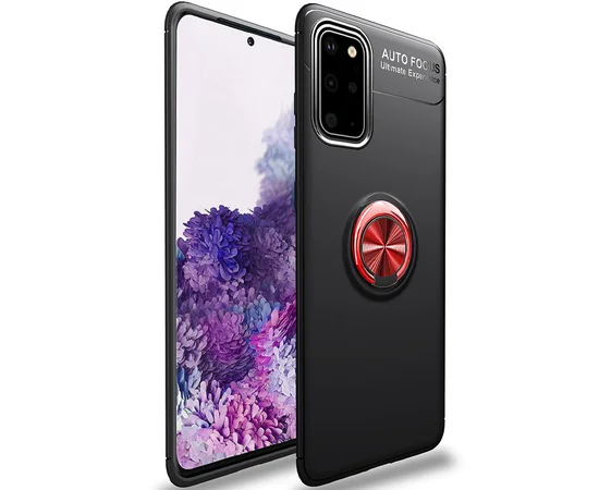 TPU чехол Deen ColorRing под магнитный держатель (opp) для Samsung Galaxy S20 Черный / Красный