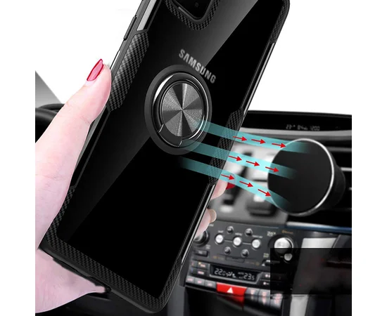 TPU+PC чехол Deen CrystalRing под магнитный держатель для Samsung Galaxy S20 Бесцветный / Черный