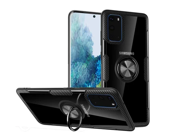 TPU+PC чехол Deen CrystalRing под магнитный держатель для Samsung Galaxy S20 Бесцветный / Черный