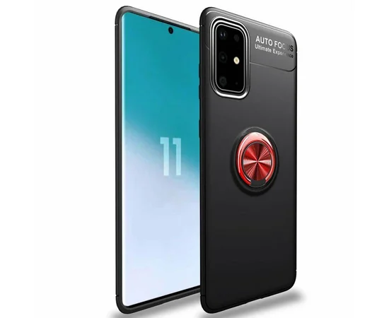 TPU чехол Deen ColorRing под магнитный держатель для Samsung Galaxy S20 Черный / Красный