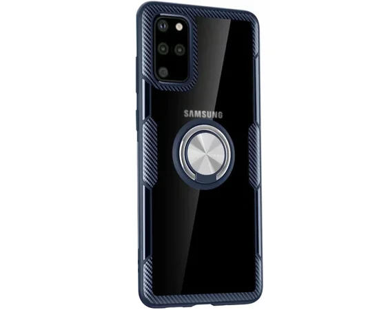 TPU+PC чехол Deen CrystalRing for Magnet (opp) для Samsung Galaxy S20 Бесцветный / Темно-синий