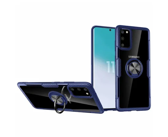 TPU+PC чехол Deen CrystalRing for Magnet (opp) для Samsung Galaxy S20 Бесцветный / Синий
