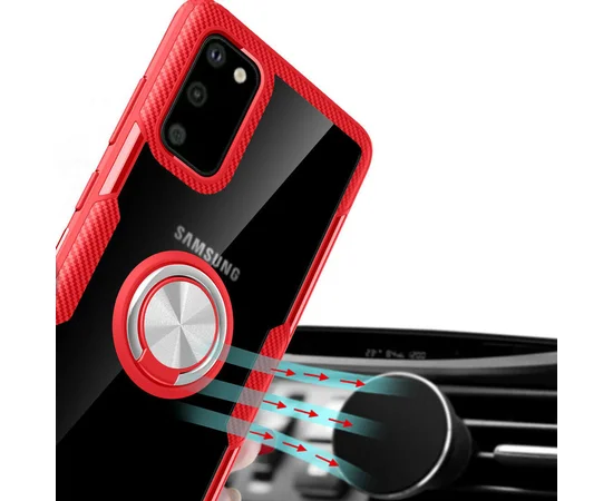 TPU+PC чехол Deen CrystalRing for Magnet (opp) для Samsung Galaxy S20 Бесцветный / Красный