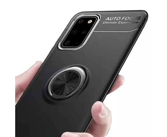 TPU чехол Deen ColorRing под магнитный держатель (opp) для Samsung Galaxy S20 Черный / Черный