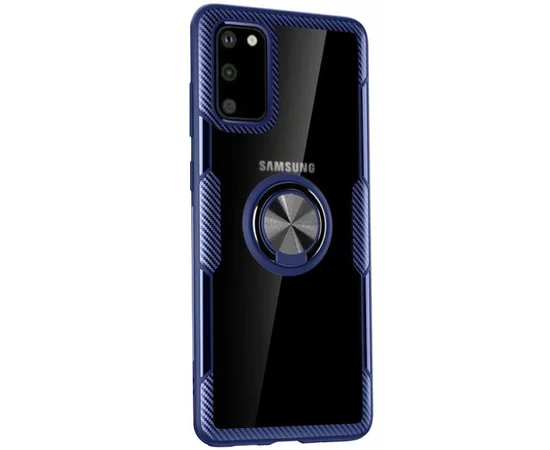 TPU+PC чехол Deen CrystalRing for Magnet (opp) для Samsung Galaxy S20 Бесцветный / Синий