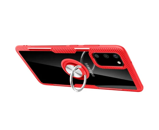 TPU+PC чехол Deen CrystalRing for Magnet (opp) для Samsung Galaxy S20 Бесцветный / Красный
