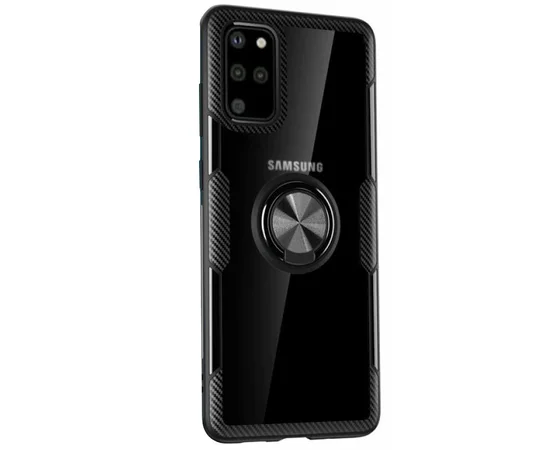 TPU+PC чехол Deen CrystalRing for Magnet (opp) для Samsung Galaxy S20 Бесцветный / Черный