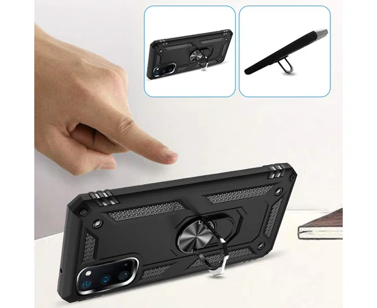 Ударопрочный чехол Serge Ring магнитный держатель для Samsung Galaxy S20 Черный