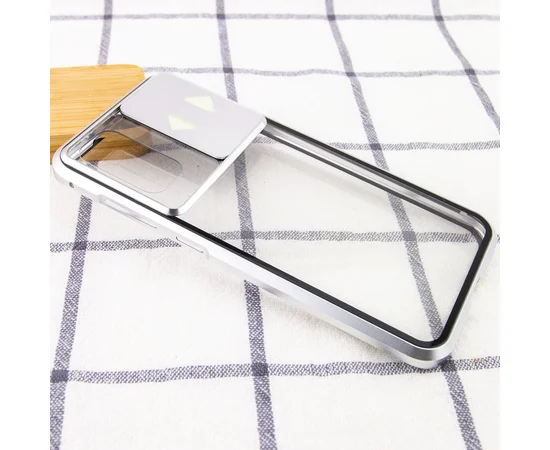 Чехол Camshield 360 Metall+Glass со шторкой для камеры для Samsung Galaxy S20 Серебряный