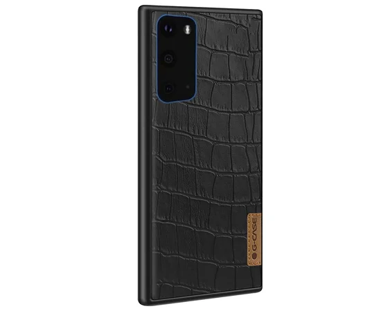 Кожаная накладка G-Case Crocodile Dark series для Samsung Galaxy S20 Черный