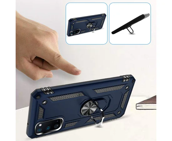 Ударопрочный чехол Serge Ring магнитный держатель для Samsung Galaxy S20 Темно-синий