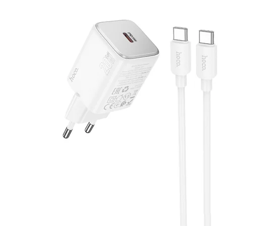 СЗУ Hoco N40 Mighty 1C PD20W + Type to Type-C White
