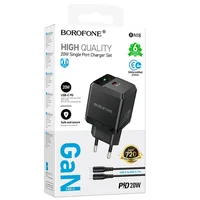 СЗУ Borofone BN18 Intenso PD20W (1USB-C) + кабель Type-C to Type-C Black