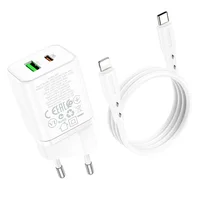 СЗУ Borofone BN7 PD20W+QC3.0 (1USB-A/1C) + Type-C to Lightning White