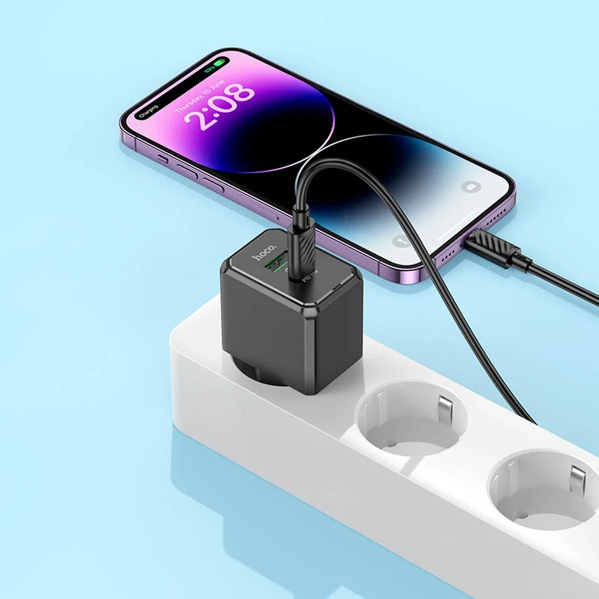 СЗУ Hoco CS14A PD20W+QC3.0 (1USB-A/1C) + Type-C to Lightning Black