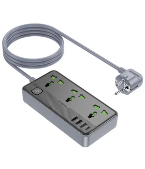 Подовжувач Borofone BAC2A (3USB-A/1C/3xSocket) (1.5m) Black