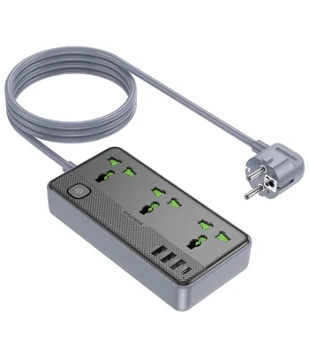 Подовжувач Borofone BAC2A (3USB-A/1C/3xSocket) (1.5m) Black