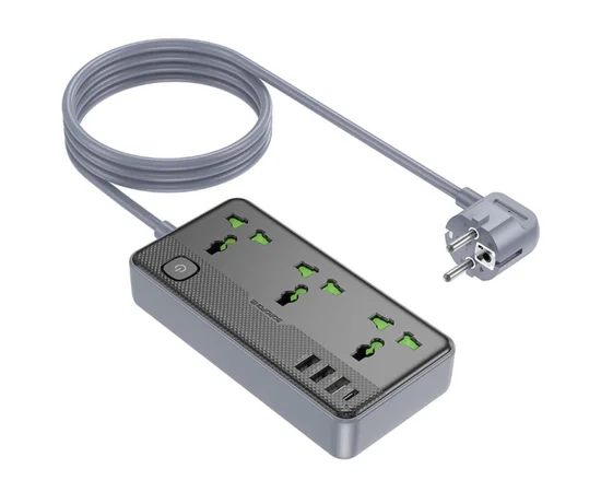 Удлинитель Borofone BAC2A (3USB-A/1C/3xSocket) (1.5m) Black