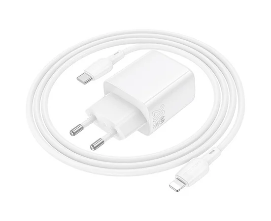 СЗУ Borofone BN27 Fuente PD20W+QC3.0 (1USB-A/1C) + кабель Type-C to Lightning White