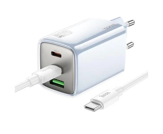 СЗУ Hoco N49 Glorious PD65W (1USB-A/2C) + кабель Type-C to Type-C Blue