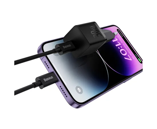 СЗУ Baseus GaN5 Fast Charger (mini) 30W (1USB-C) + кабель Type-C to Type-C (P10110902) Cluster Black