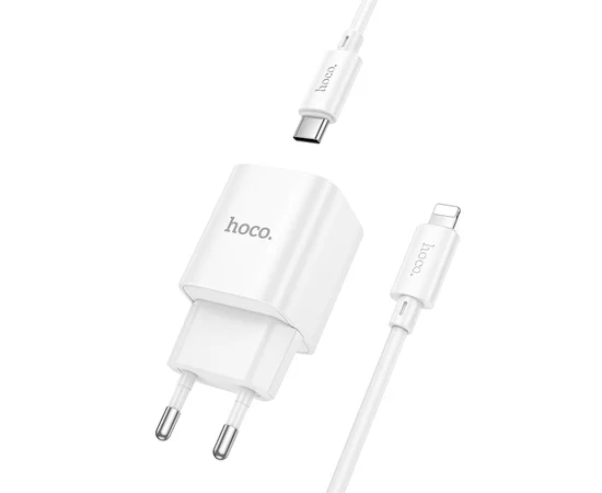 СЗУ Hoco C146A Charm PD20W (1USB-C) + кабель Type-C to Lightning White