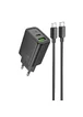 СЗУ Hoco N63 Gentle PD30W+QC3.0 (1USB-A/1C) + кабель Type-C to Type-C Black