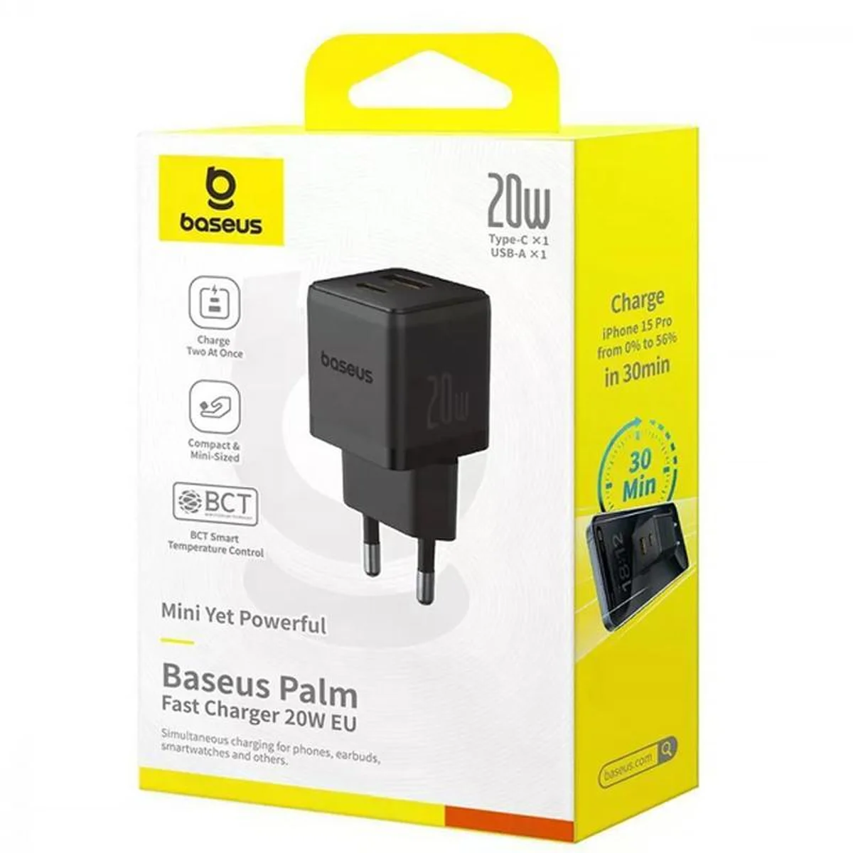 СЗУ Baseus Palm Fast Charger 20W (1USB-A/1C) (P10111608) Cluster Black