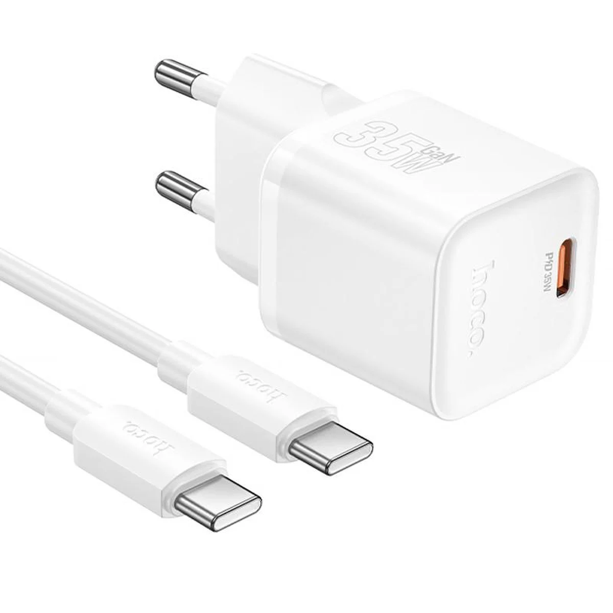 СЗУ Hoco N66 Ingenious PD35W (1USB-C) + кабель Type-C to Type-C White