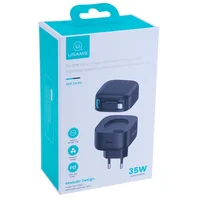 СЗУ Usams US-CC209 GaN With Lightning Magnetic Retractable Cable Module XMF Ser. 35W (2USB-C) Black