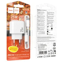 СЗУ Hoco CS53A Surplus PD25W (1USB-C) + кабель Type-C to Type-C White