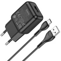 СЗУ Hoco C96A (1USB/2.1A) + кабель USB to Type-C Black