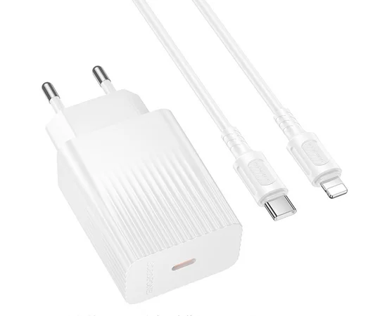 СЗУ Borofone BAS75A Source PD30W (1USB-C) + кабель Type-C to Lightning White