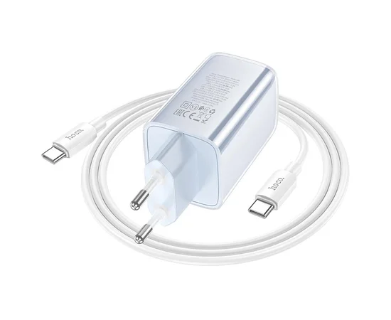 СЗУ Hoco N49 Glorious PD65W (1USB-A/2C) + кабель Type-C to Type-C Blue
