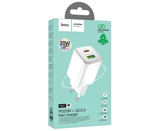 СЗУ Hoco N41 Almighty PD20W+QC3.0 White