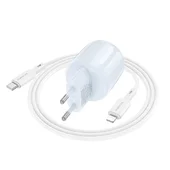 СЗУ Borofone BA94A Lustrous PD30W+QC3.0 (1USB-A/1C) + кабель Type-C to Lightning Blue