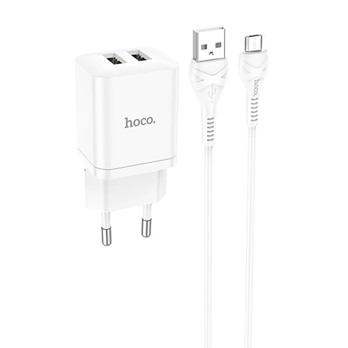 СЗУ Hoco N25 Maker (2USB-A) + USB to MicroUSB White