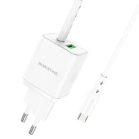 СЗУ Borofone BN7 PD20W+QC3.0 (1USB-A/1C) + кабель Type-C to Type-C White