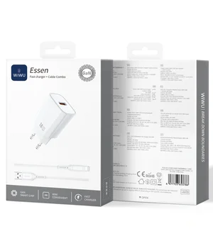 СЗУ WIWU G006 Essen QC3.0 18W GaN (1USB-A) + кабель USB to Lightning White