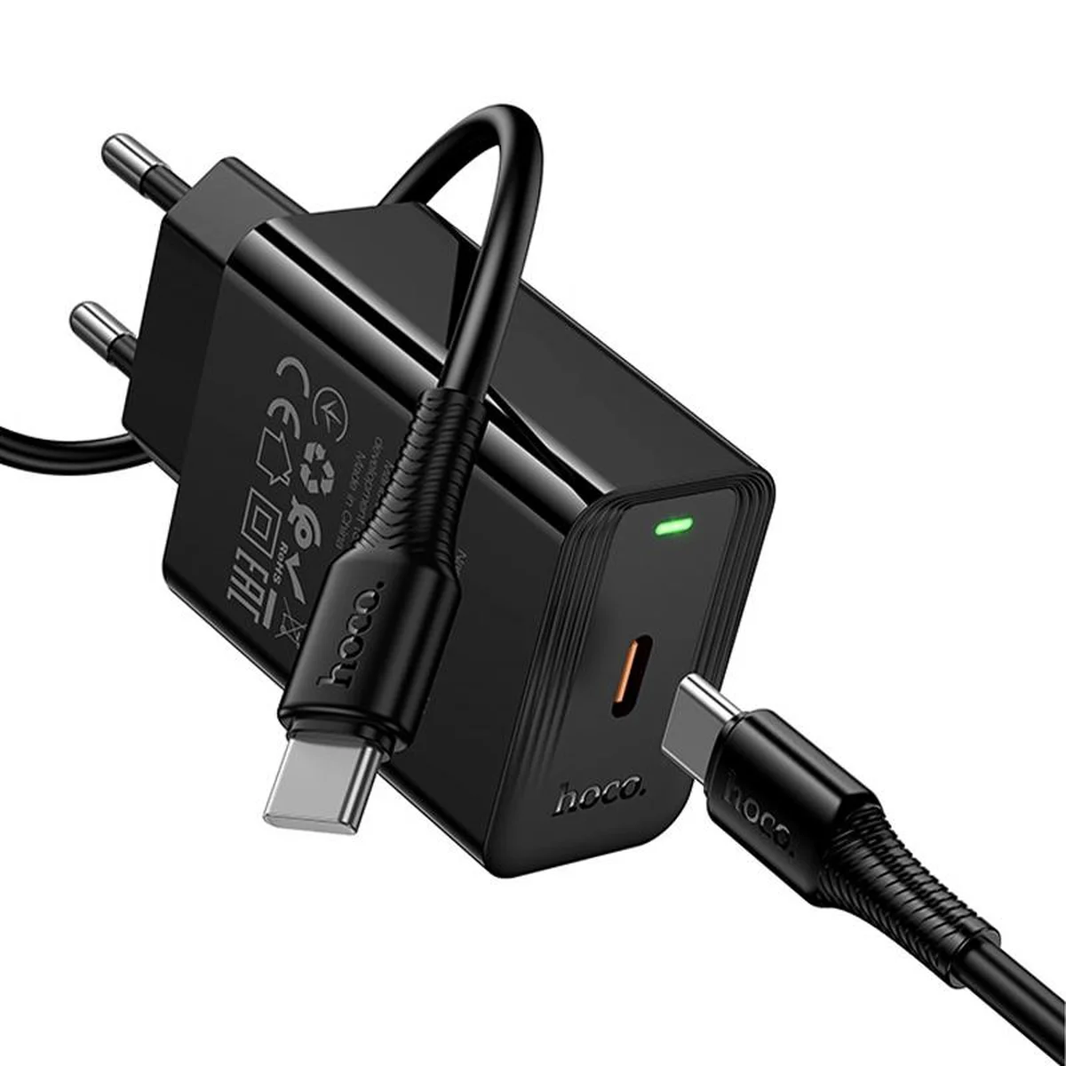СЗУ Hoco CS93A Leader PD20W (1USB-C) + кабель Type-C to Type-C Black