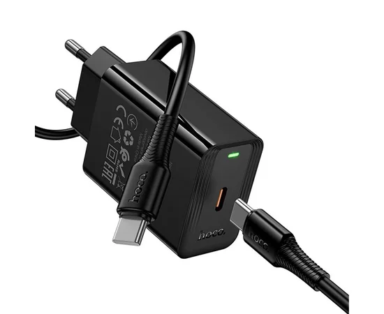 СЗУ Hoco CS93A Leader PD20W (1USB-C) + кабель Type-C to Type-C Black