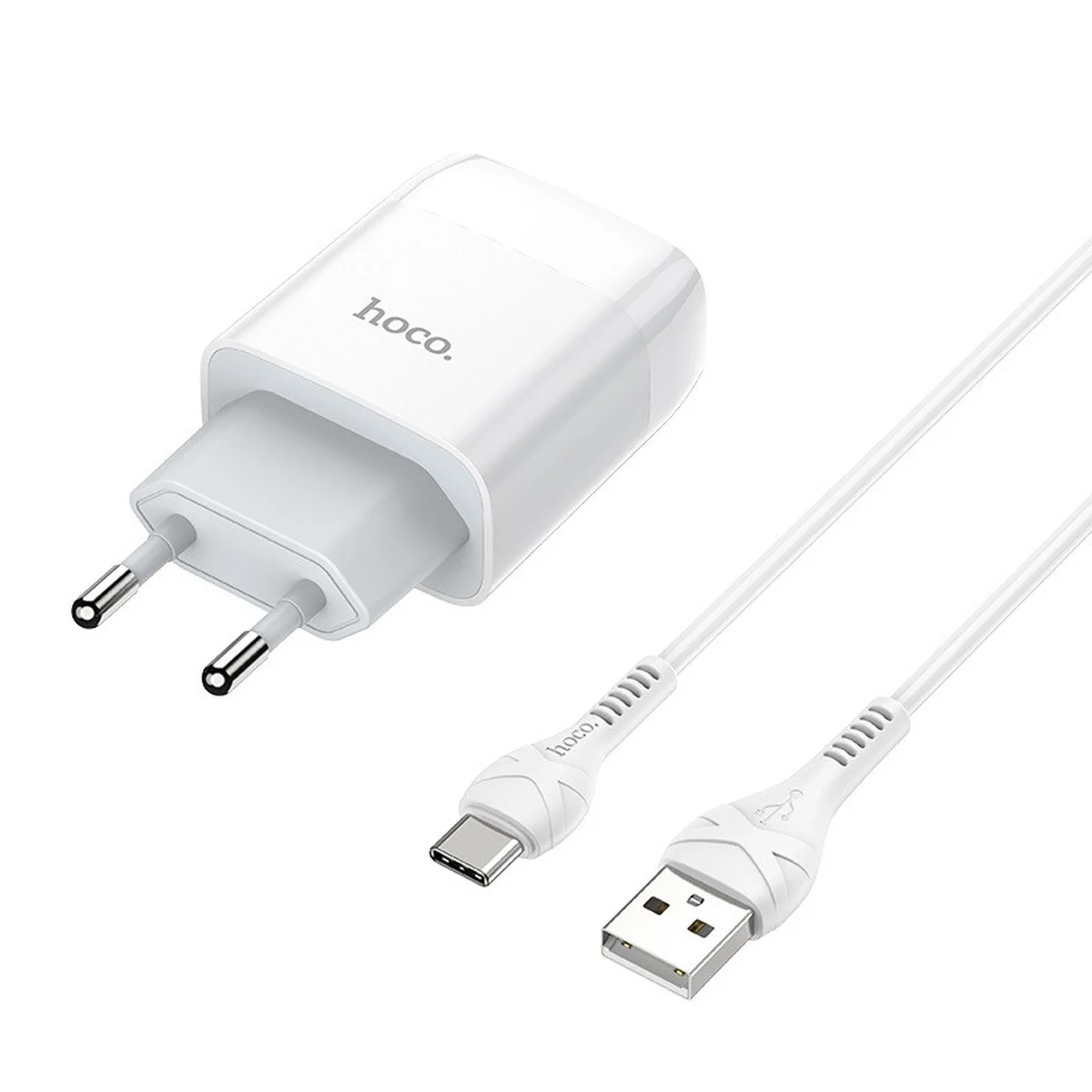СЗУ Hoco C73A Glorious 2.4A (2USB-A) + кабель USB to Type-C Белый