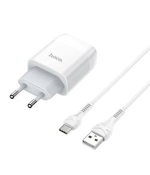 СЗУ Hoco C73A Glorious 2.4A (2USB-A) + кабель USB to Type-C Білий