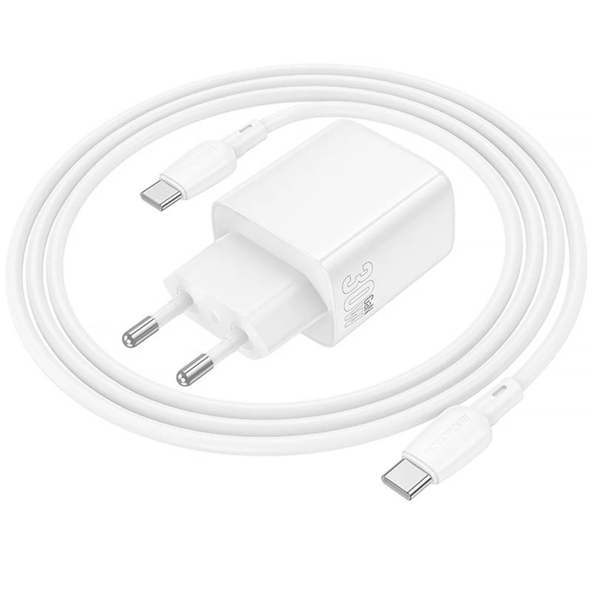 СЗУ Borofone BN29 Fuente PD30W+QC3.0 (1USB-A/1C) + кабель Type-C to Type-C White
