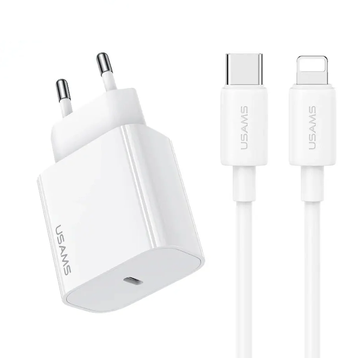 СЗУ Usams US-CC226 Kit-Yi Ser. 20W (1USB-C) + кабель Type-C to Lightning White