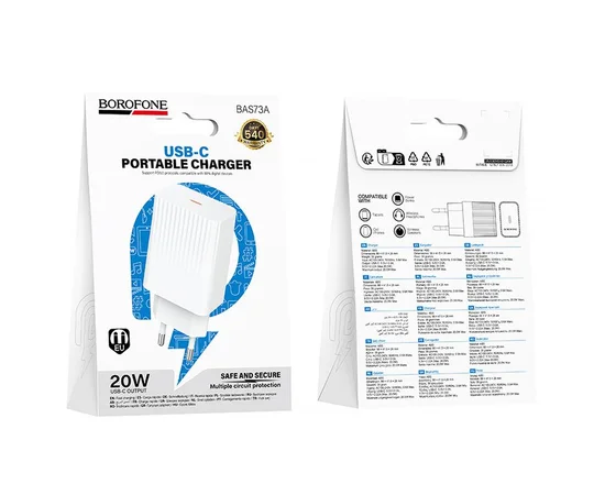 СЗУ Borofone BAS73A Source PD20W (1USB-C) White