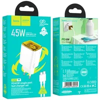 СЗУ Hoco N54 Monsoon PD45W (1USB-C) + Type-C to Type-C White