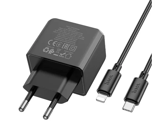 СЗУ Hoco CS14A PD20W+QC3.0 (1USB-A/1C) + Type-C to Lightning Black