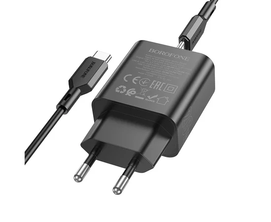 СЗУ Borofone BA88A Navy PD20W+QC3.0 (1USB-A/1C) + кабель Type-C to Type-C Black