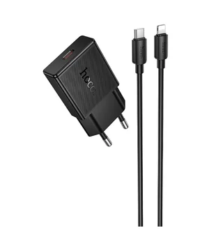 СЗУ Hoco N72 Speed ultra-thin PD20W (1USB-C) + кабель Type-C to Lightning Black